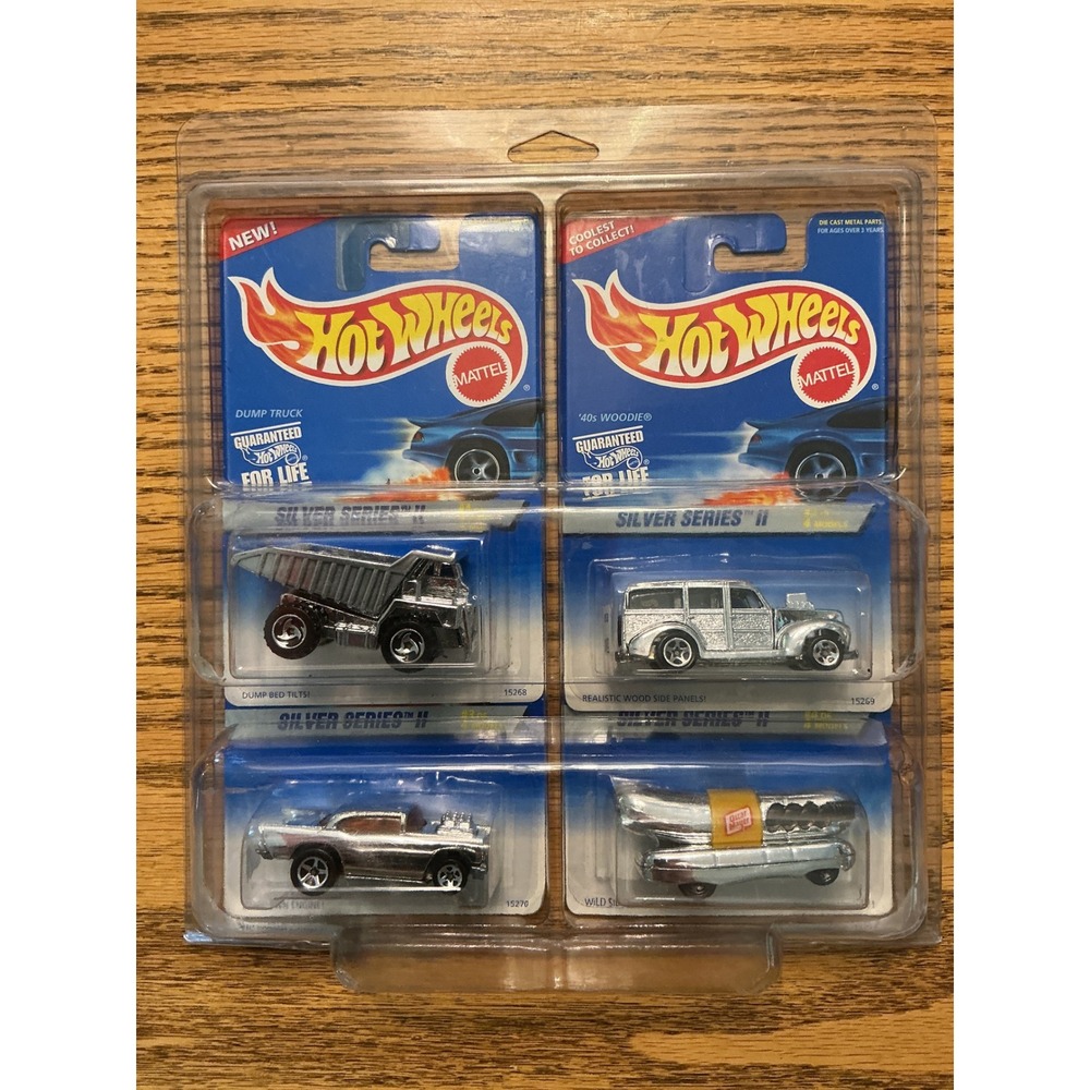 Hot Wheels Silver Series II Set 4 Chrome 1995 Wienermobile 57 Chevy Woodie Dump